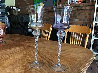 twisted stem glass vase / candle holder (16 x 5)