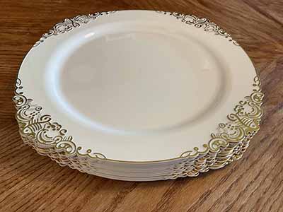 charger plates (ivory with gold embossed baroque rim) - 13
