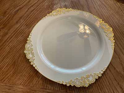 charger plates (ivory with gold embossed baroque rim) - 13