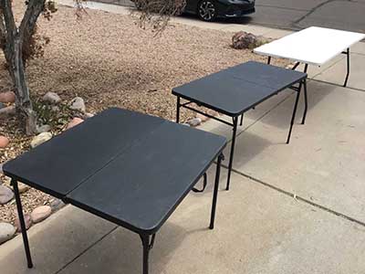 34 inch square fold-in-half tables