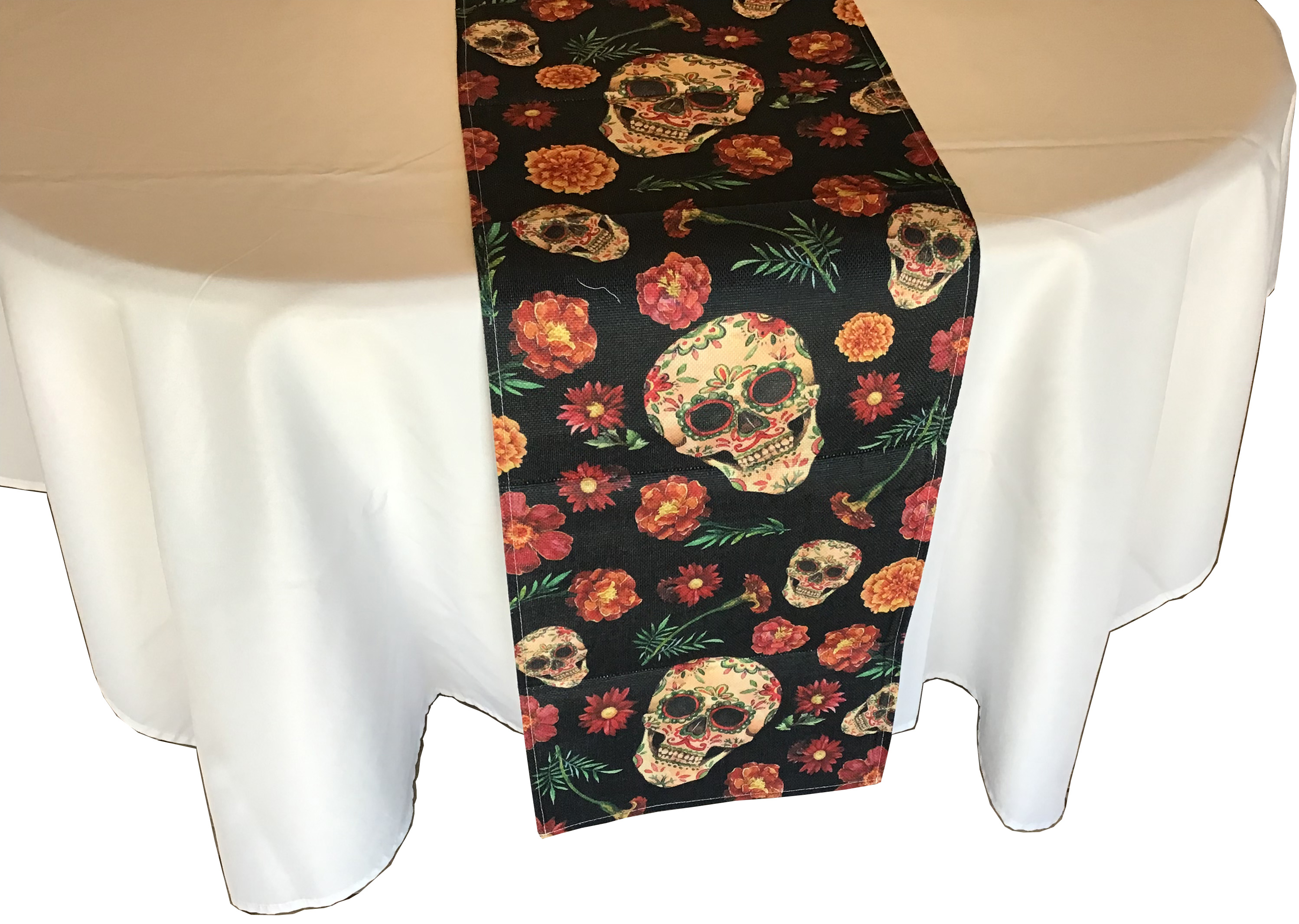 table runners (Dia De Los Muertos, sugar skulls and marigolds) - 13 x 120