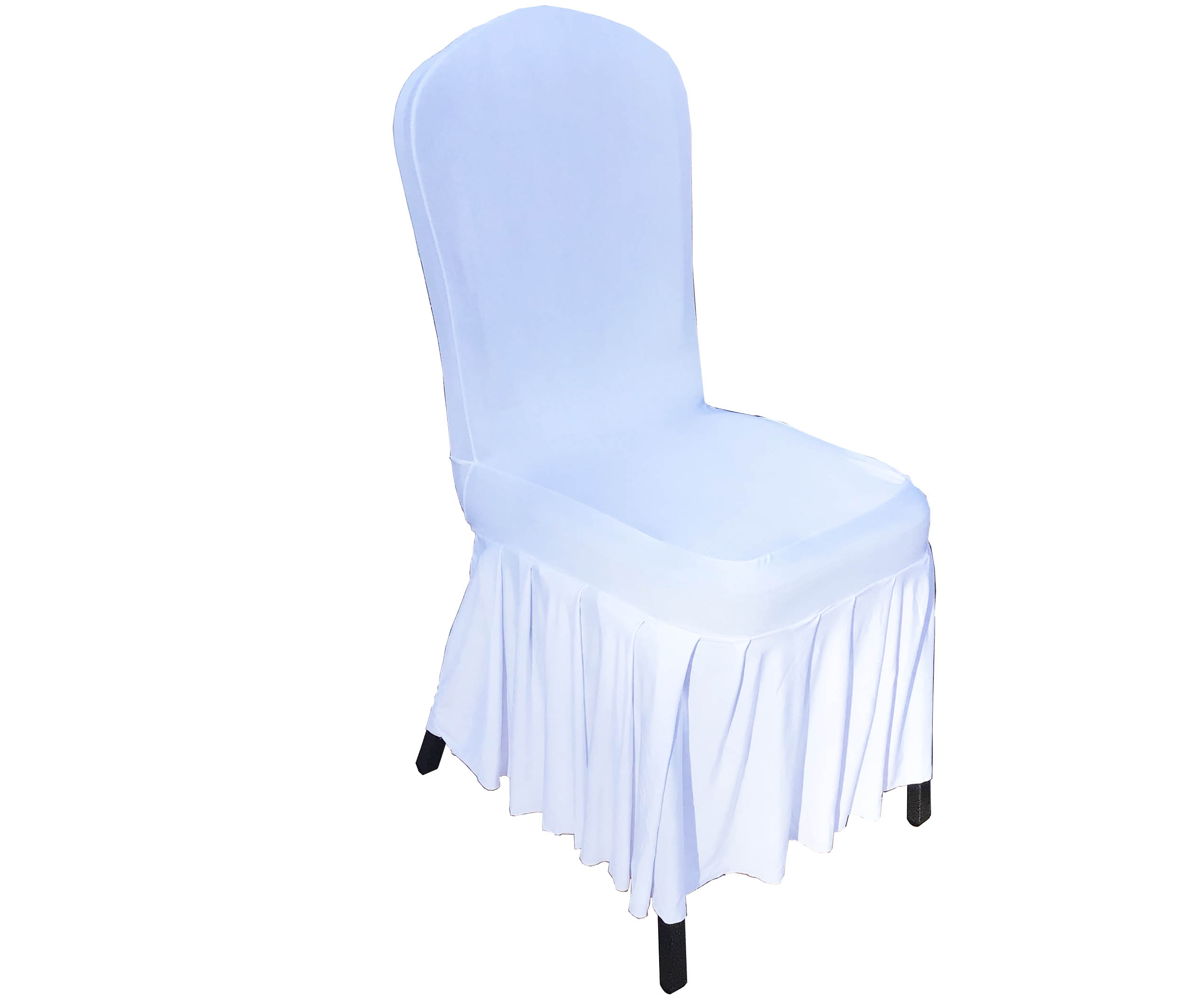 ruffle pleated skirt banquet spandex chair covers (white)
