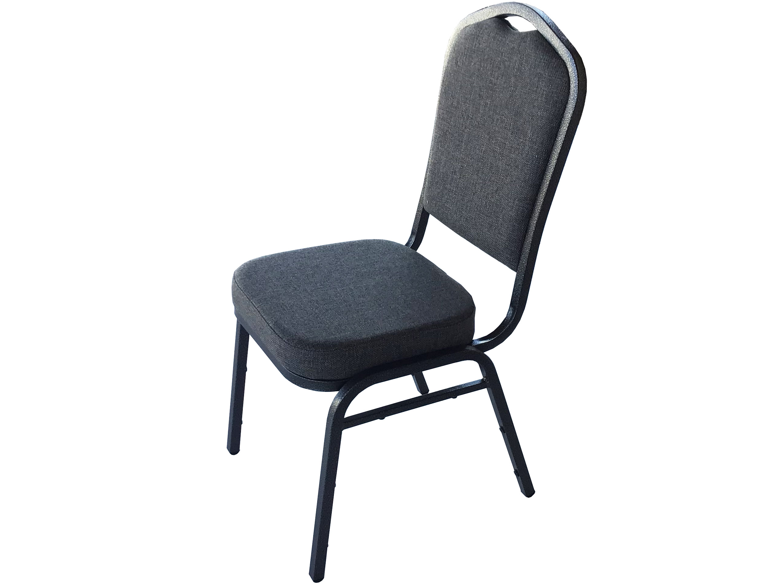 banquet chairs (premium crown back w/padded seats/backs, charcoal grey fabric)