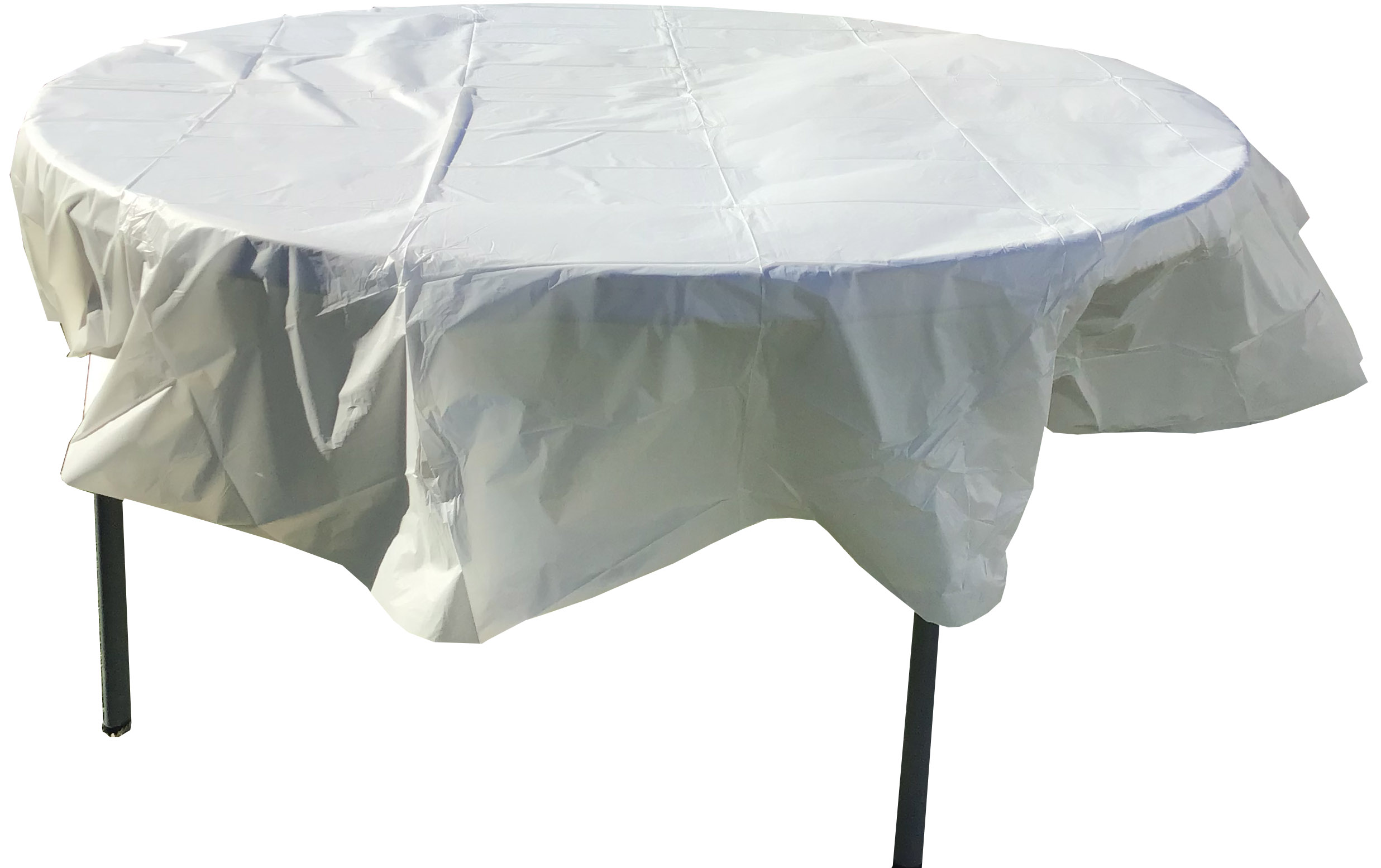 round tablecloth (white, disposable, plastic) - 84